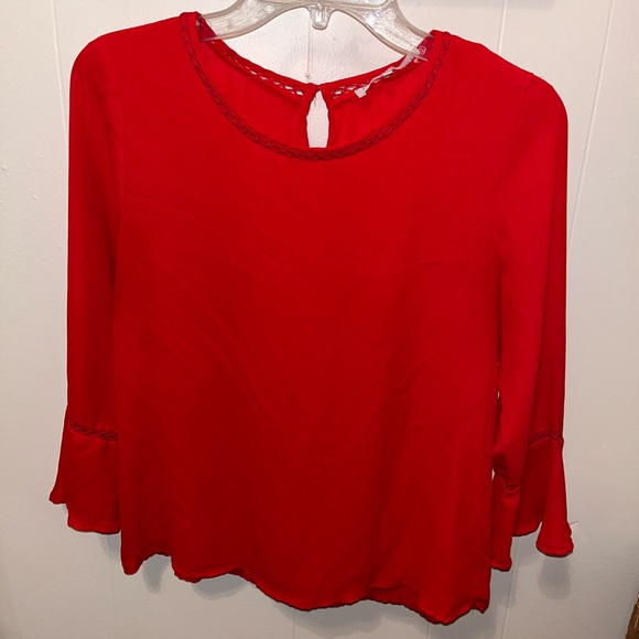 Red 3/4 sleeve blouse - Picture 1 of 4